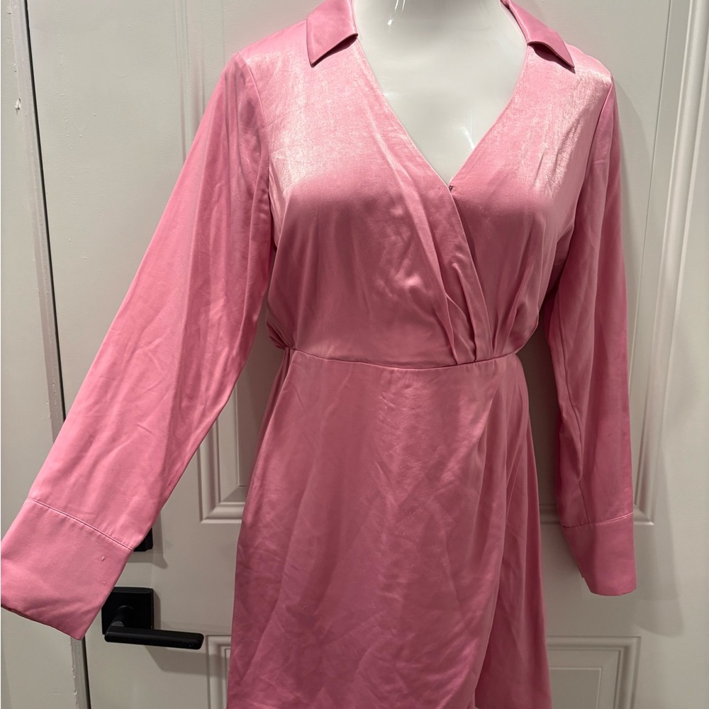 Abercrombie & Fitch Pink Long Sleeve Wrap Dress